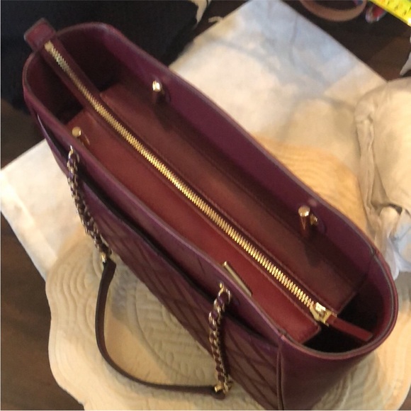 Tory Burch🍷Savannah Quilted large logo chain braided strap tote bag - Picture 5 of 12